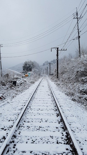 Free download The Train Path Winter Snow -  free photo or picture to be edited with GIMP online image editor