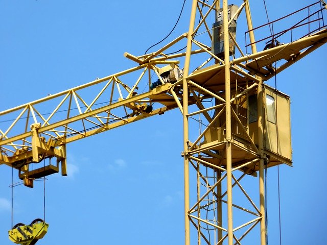 Free download Tower Crane Blue Sky White Clouds -  free illustration to be edited with GIMP free online image editor