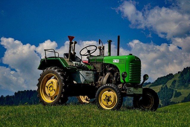 Free download Tractor Green Landscape Working -  free photo or picture to be edited with GIMP online image editor