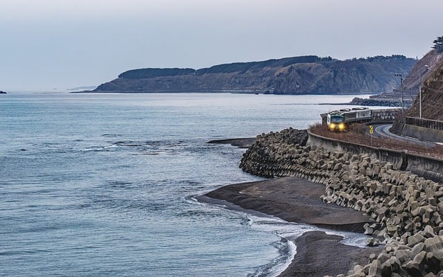 Free download train coastline sea japan sea free picture to be edited with GIMP free online image editor