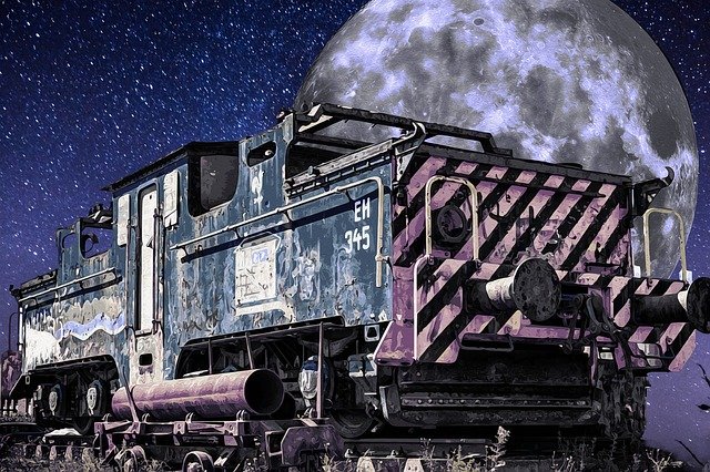 Free download Train Moon Perspective -  free illustration to be edited with GIMP free online image editor