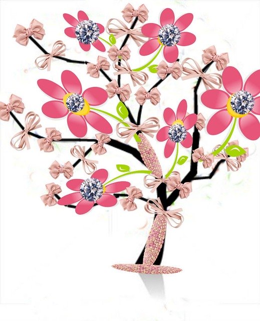 Free download Tree Flowers Laçinhos -  free illustration to be edited with GIMP free online image editor