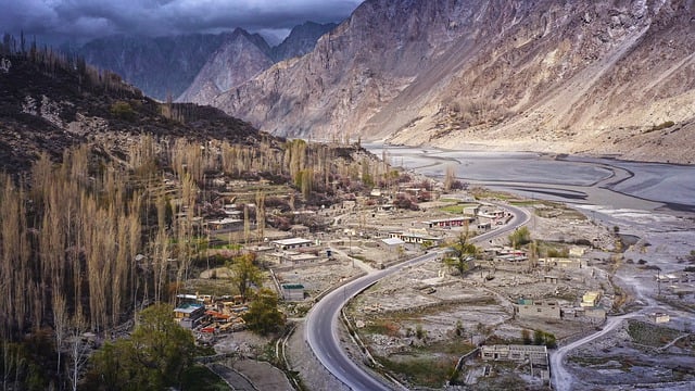 Free download trees mountains road hunza free picture to be edited with GIMP free online image editor