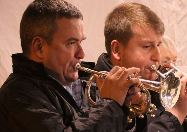 Free download Trumpets Brass Band Colliery -  free photo or picture to be edited with GIMP online image editor