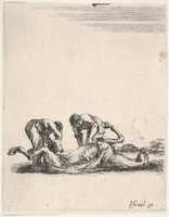 Free download Two Men Skinning a Horse, from Divers exercices de cavalerie free photo or picture to be edited with GIMP online image editor