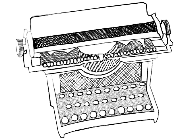 Free download Typewriter Line Drawing Vintage -  free illustration to be edited with GIMP free online image editor