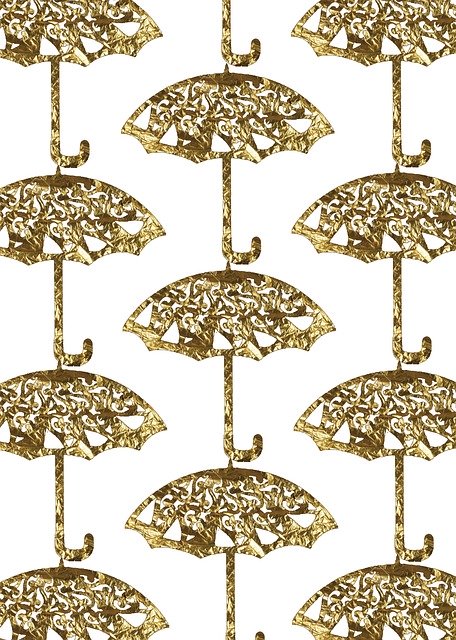 Free download Umbrellas Pattern Gold -  free illustration to be edited with GIMP free online image editor