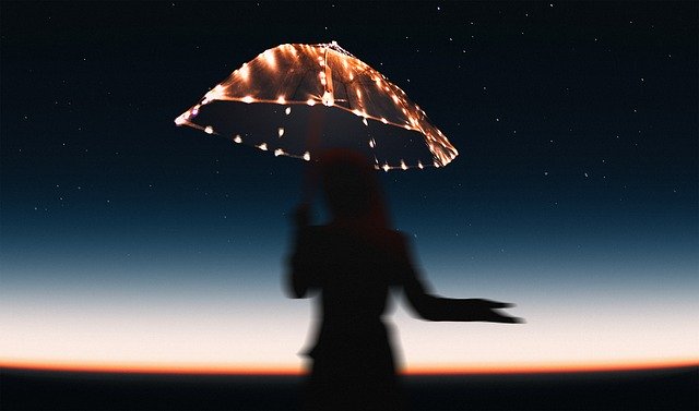 Безкоштовно завантажте Umbrella Stars Dusk — безкоштовну фотографію чи зображення для редагування за допомогою онлайн-редактора зображень GIMP