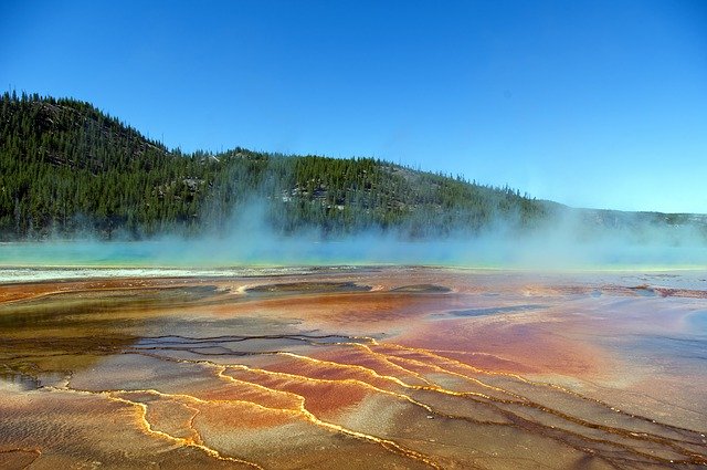 Free download Vapors Over Grand Prismatic Spring -  free photo or picture to be edited with GIMP online image editor