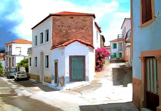 Free download Village Lesbos Mytilene -  free illustration to be edited with GIMP free online image editor