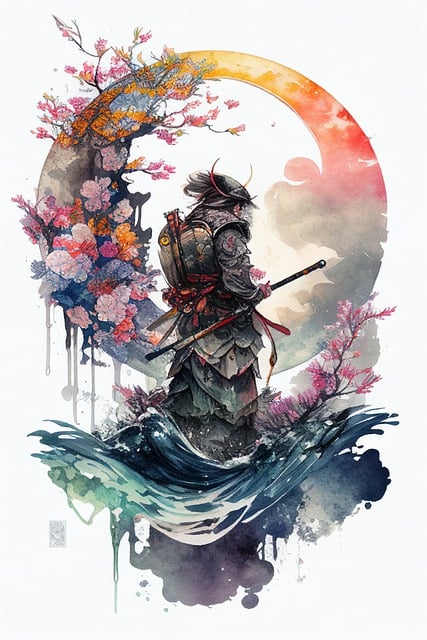 Free download vintage samurai japan blossom free picture to be edited with GIMP free online image editor