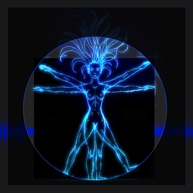 Scarica gratuitamente Vitruvian Man Neon Music: illustrazione gratuita da modificare con l'editor di immagini online gratuito GIMP