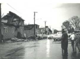 Free download Wapella Tornado Damage: Looking East Down Main St. free photo or picture to be edited with GIMP online image editor