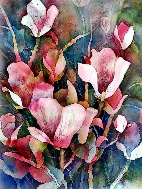 Free download Watercolour Painting Magnolia free illustration to be edited with GIMP online image editor