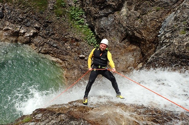 Free download Waterfall Canyoning Abseil -  free photo or picture to be edited with GIMP online image editor