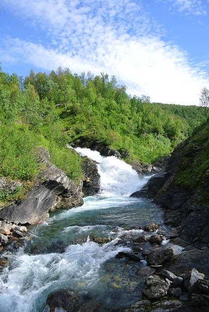 Free download Waterfall Sweden Landscape -  free photo or picture to be edited with GIMP online image editor