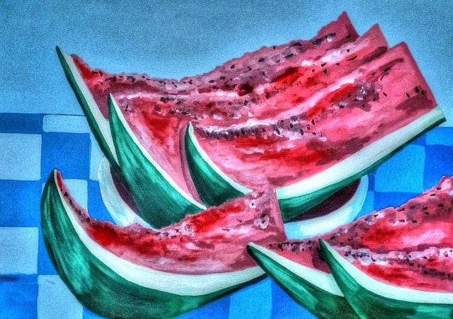 Free download Water Melon Oil Pastels -  free illustration to be edited with GIMP free online image editor