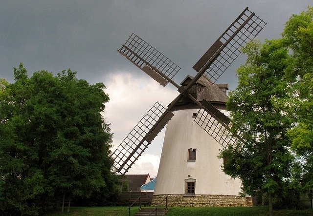 Free download Windmill Landscape Rural -  free photo or picture to be edited with GIMP online image editor