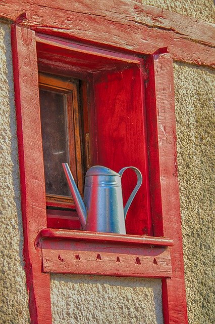 Free download Window Red Watering Can -  free photo or picture to be edited with GIMP online image editor