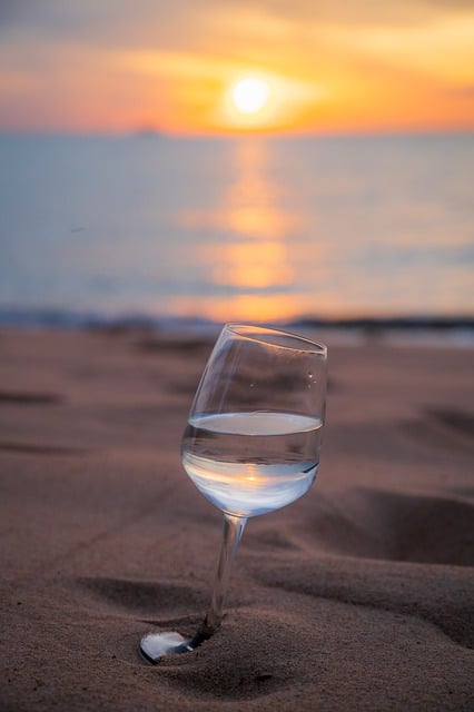 Free download wine glass glass beach sea sunset free picture to be edited with GIMP free online image editor