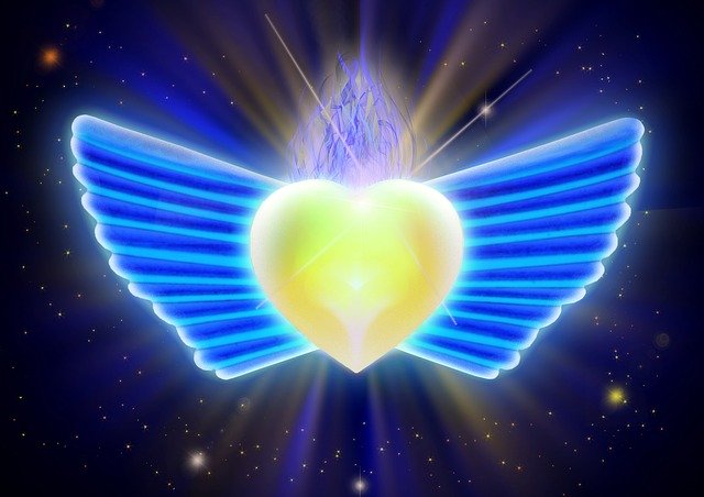 Free download Wings Blue Heart -  free illustration to be edited with GIMP free online image editor