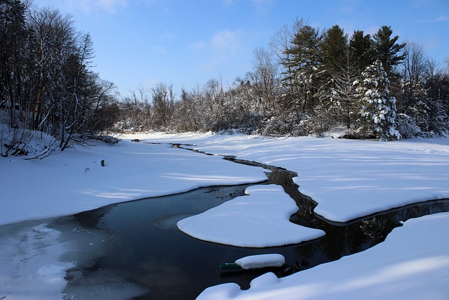 Free download winter canal landscape snow nature free picture to be edited with GIMP free online image editor