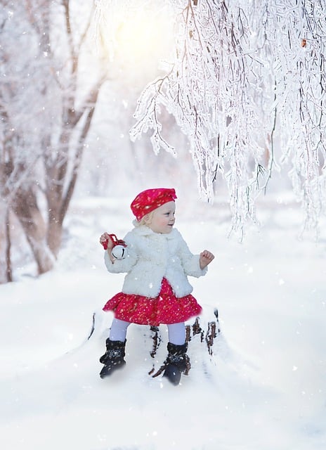 Free download winter child snow little girl red free picture to be edited with GIMP free online image editor