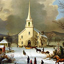 Winter Christmas church house painting theme  screen for extension Chrome web store in OffiDocs Chromium