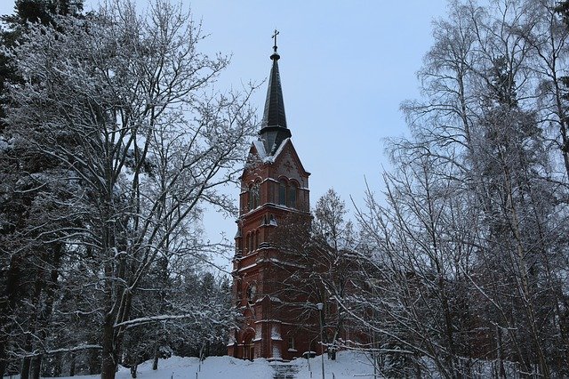 Free download Winter Church Landscape In The -  free photo or picture to be edited with GIMP online image editor