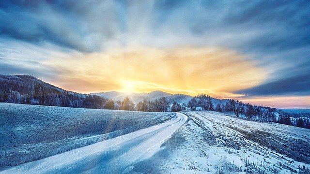 Free download winter road ukraine landscape sun free picture to be edited with GIMP free online image editor