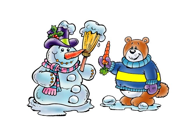 Free download Winter Snowman Bear -  free illustration to be edited with GIMP free online image editor