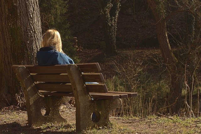 Free download woman bench trees sitting rest free picture to be edited with GIMP free online image editor