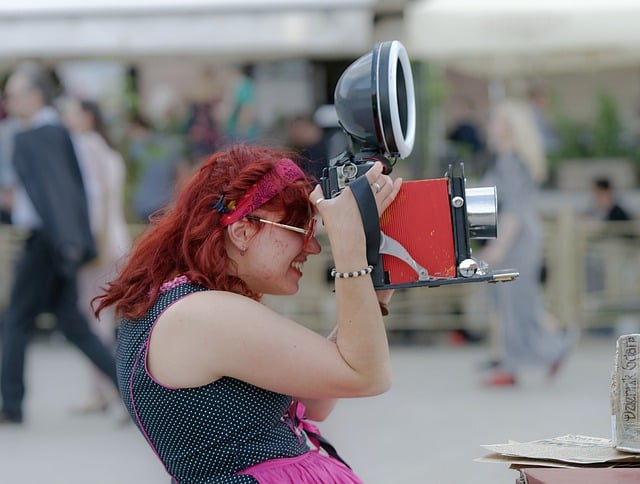 Free download woman camera redhead photographing free picture to be edited with GIMP free online image editor