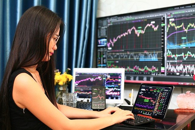 Free download woman computer stock market chart free picture to be edited with GIMP free online image editor