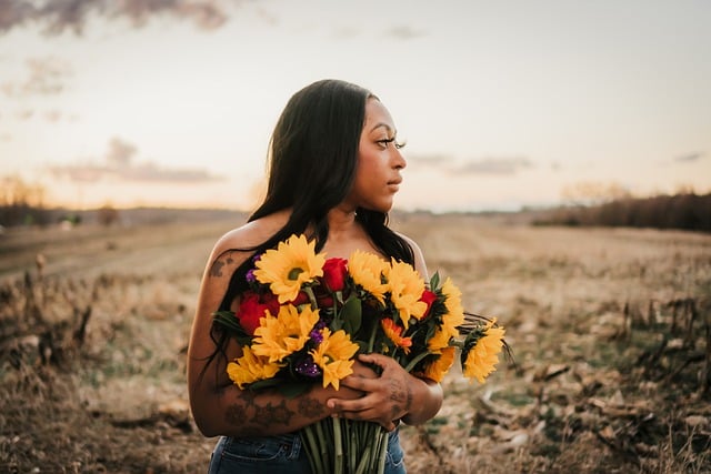 Free download woman flowers model field farm free picture to be edited with GIMP free online image editor