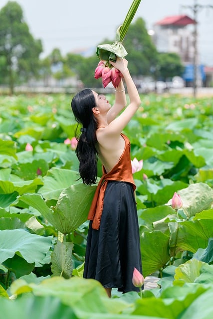 Free download woman model flowers lotus young free picture to be edited with GIMP free online image editor