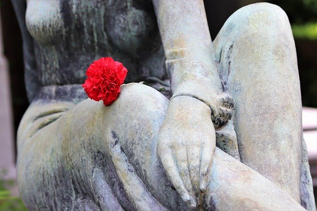 Free download Woman Sculpture Red Carnation -  free photo or picture to be edited with GIMP online image editor