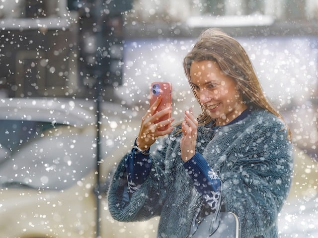 Free download woman snow taking photos smartphone free picture to be edited with GIMP free online image editor