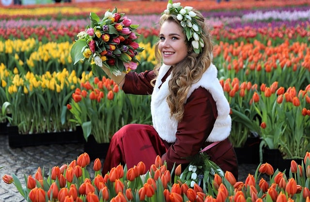 Free download woman tulips bloom blossom beauty free picture to be edited with GIMP free online image editor