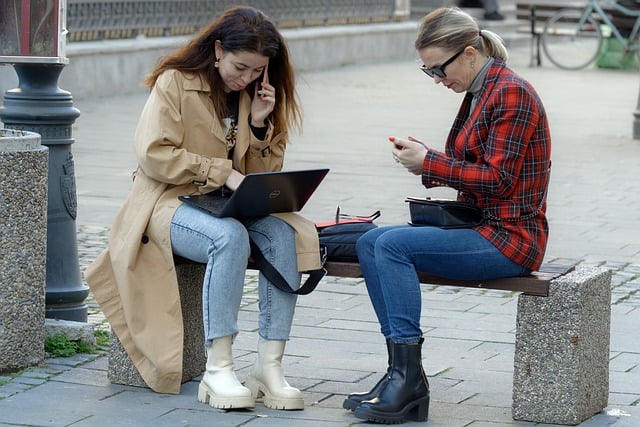 Free download women working sitting bench street free picture to be edited with GIMP free online image editor