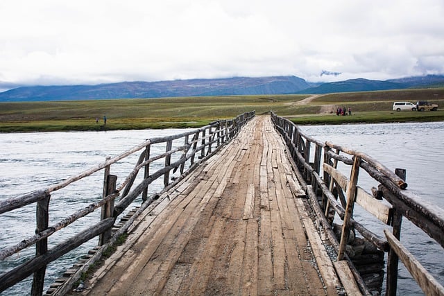 Free download wooden bridge river mongolia nature free picture to be edited with GIMP free online image editor