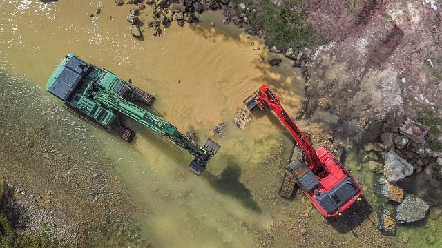 Free download work excavator drone aerial view free picture to be edited with GIMP free online image editor