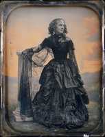 Free download [Woman in Black Taffeta Dress and Lace Shawl] free photo or picture to be edited with GIMP online image editor