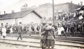 Free download 149th Battalion Leaving Sarnia by Train 1916 free photo or picture to be edited with GIMP online image editor