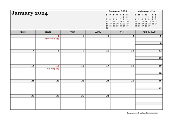 Modelli di calendario mensile Word 2024 di OffiDocs