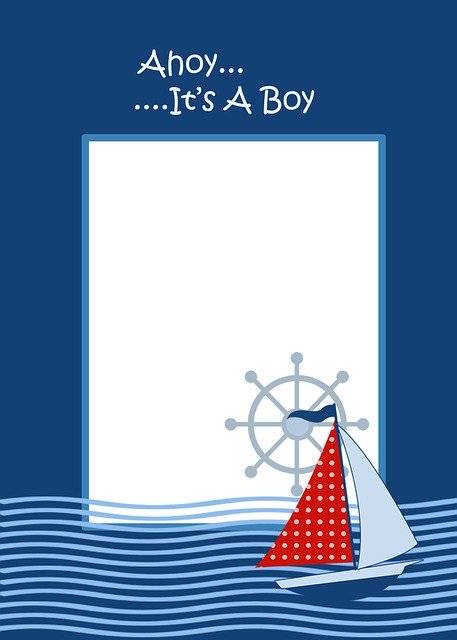 Bezpłatne pobieranie Ahoy Theme Baby Boy Invite - bezpłatna ilustracja do edycji za pomocą bezpłatnego edytora obrazów online GIMP