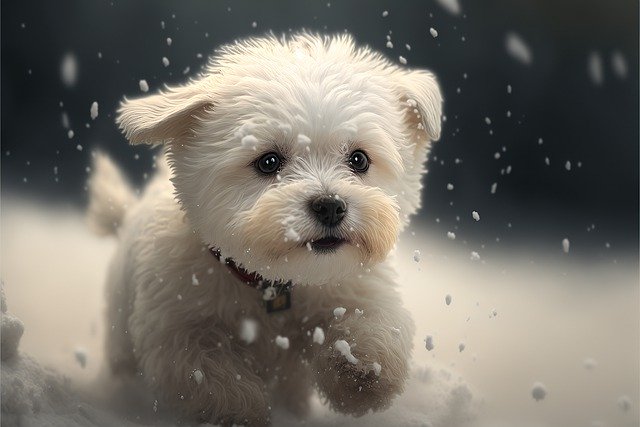 Free download ai generated dog puppy snow run free picture to be edited with GIMP free online image editor