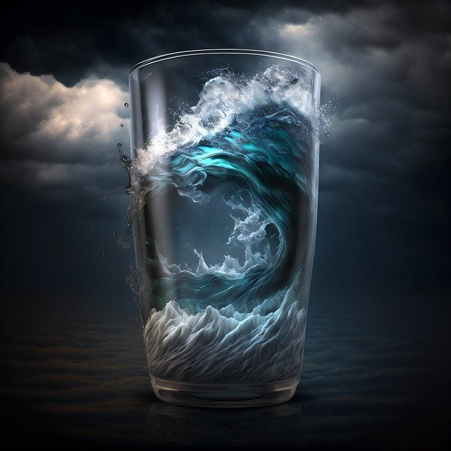 Free download ai generated glass of water sea free picture to be edited with GIMP free online image editor