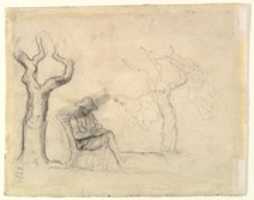 Free download A Man Reading in a Garden (recto); Preliminary sketch for a Man Reading in a Garden (verso) free photo or picture to be edited with GIMP online image editor