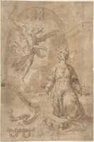 Free download An Angel Appearing to Saint Catherine of Alexandria in Prison (recto); Volute (verso) free photo or picture to be edited with GIMP online image editor